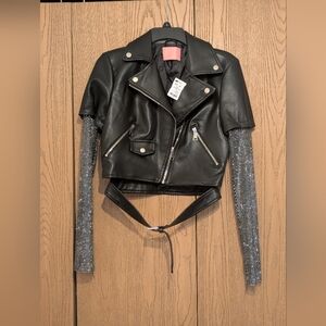 Black Leather Jacket with Silver Accents